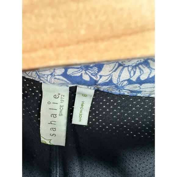 Sahalie Blue Floral Athletic Skort Skirt Built in Short A-Line Nylon Women 6 - Picture 5 of 9